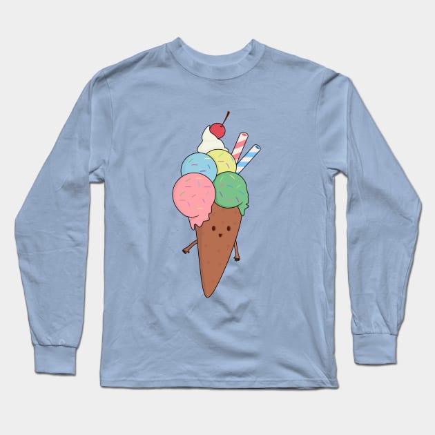 Ice Cream Cone Kawaii T-Shirt Long Sleeve T-Shirt by happinessinatee